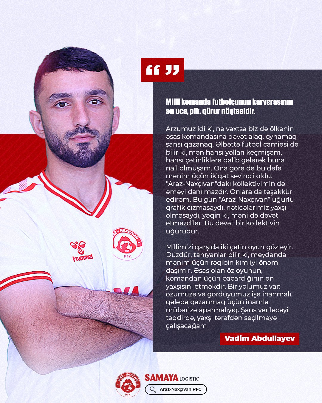 “Özümüzə və gördüyümüz işə inanmalıyıq”